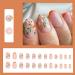 24Pcs Orange Flower French Tip Press On Nails - Short Almond Design for Women & Girls | Elegant Full Cover Acrylic False Nails for Autumn Manicure - Buy Online on GoSupps.com