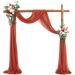 Wedding Arch Draping Fabric,2 Panels Terracotta Tulle Ceiling Backdrop Curtain for Wedding Bridal Ceremony Party Celebration Backdrop Decoration 19Ft length x 28" width Drapes(2 Panels) Terracotta