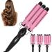 Three-Barrel Ceramic Jumbo Waver Hair Curling Iron 1 inch 3 Barrel Hair Crimper Ceramic Hair Styling Tool Wand Adjustable Hair Curler Waver Crimper (02 28mm)