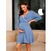 Sykooria Women's Cotton Nursing Nightdress, 3/4 Sleeves, Maternity Labour Nightgown - Blue, Size L - Buy Online on GoSupps.com