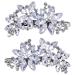 Teaaha 2PCS Diamante Hair Clips for Women Rhinestones Bridal Hair Clips Silver Wedding Hair Accessories Hair Pins Crystal Flower Hair Clips Wedding Headpiece Hair Clips for Brides Bridesmaids Girls