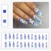 Luvadeyo 24 PCs Valentine's Day Press On Nails | Medium Length Fake Acrylic Nails | French Blue Heart Letter Design | Luxury Romantic Nail Art - Buy Online on GoSupps.com