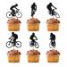 BIABISD 12 PCS Bicycle Cupcake Toppers Glitter bicycle Themed Cupcake Toppers sport Theme Birthday Party Cake Decorations Supplies