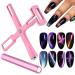 EBANKU Nail Magnet Tool 5 in 1 Cat Eye Magnetic for Nails Multi-Function Double-Ended Hexagon Strong Nail Magnet Stick Nail Art Cat Eye Magnet Stick Nail Design Tools for Cat Eye Nail Design- Pink