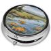 Fishing Lake Fishermen Mini Round Pill Box | 3 Compartment Portable Pill Organizer for Travel Home & Office - Buy Online on GoSupps.com