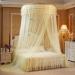 Cikonielf Net Breathable Round Canopy Lace Princess Bed Curtain - Beige | International Shipping Available - Buy Online on GoSupps.com