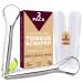 ""Stainless Steel Tongue Scraper 2-Pack for Adults & Kids - Includes Travel Cases Promotes Fresh Breath & Oral Health Easy Clean Durable Design Oral Hygiene Solution""