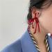 Feyley Red Loop Earrings - Exaggerated Tassel & Crystal Long Drop Jewelry for Women & Girls - Buy Online on GoSupps.com