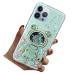 Rnrieyta Miago B r Astronaut Stand Shell Glitzer for iPhone 15 Pro Max Cute Girls D nn Crystal Protection Cap Treisand Bling Transparent Case Bumper with Astronaut Halter Kickst nder Green iPhone 15 Pro Max Gr n