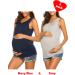 Unibelle Maternity Nursing Tank Top - Double Layer Sleeveless Pregnancy Shirt (S-XXL) - Ocean Blue/Gray - Set of 2 - Buy Online on GoSupps.com