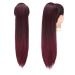 Feshfen 70cm Ponytail Extensions - Black & Burgundy Drawstring Hair Extensions for Women | Long Straight Braid Synthetic Hair - Buy Online on GoSupps.com