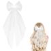 Bridal Bow Veil Pearl Bow Hen Party Veil Lace Butterfly Hair Clips White Hair Bow for Women and Girls Halloween Party