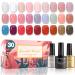 Lavender Violets Translucent Gel Nail Polish Kit 27+3 Colors Semi-transparent Jelly Sheer Nail Gel Varnish with Base, Matte and Glossy Top Coat C976 Baby pink