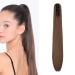 Cybelleza braid hair part ponytail hair extension smooth clip in ponytail extensions claw like real hair straight hair art hair long voluminous (dark brown & light brown) 55 cm dark brown & light brown