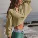Buy Midelxp 2023 Fall Women's Oversized Sweatshirt - Cropped Polo Collar Beach Hoodie Long Sleeve Casual Pullover Top in A1-Green - International Shipping Available - Buy Online on GoSupps.com