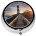 Lighthouse Printed Mini Round Pill Box - 3 Compartment Travel Organizer Portable Medicine Case for Home & Office Use - Buy Online on GoSupps.com