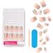 KISS Gel Fantasy Glue-On Manicure Kit Fanciful Medium Square Nails - 28 False Nails with Nail Glue, File & Manicure Stick - Beige Glitter - 24 Count - Buy Online on GoSupps.com
