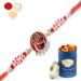 Ghasitaram Gifts Rakhi for Brother Rakhis Online - 7317 Red Sapphire Ganesha Rakhi with 100 GMS of Dryfruits Mix Can Rakhi Set with 100 gms of Dryfruits Mix Can