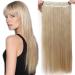 58cm Hairpiece Clip in Extensions 1 Weft 5 Clips Hair Extension Human Hair like Real Hair Straight Medium Blonde 23"(58cm)-120g