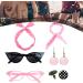 Dtaigou 50s Accessories for Women Headband Drop Earrings Set for 1950s Outfits Cat Eye Glasses with Vintage Polka Dot Hair Bands and Headband for Women Pink One Size - Buy Online on GoSupps.com