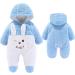 Newborn Baby Cartoon Bear Snowsuit Winter Coat Fleece Hooded Romper Jumpsuit Blue Rabbit - 9-12 Months - Buy Online on GoSupps.com