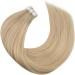 Moresoo Real Hair Tape in Extensions - Caramel Blonde with Platinum Blonde Skin Weft Hair Extensions | 16 Inch 20 Pieces/50g #P14/613 - Buy Online on GoSupps.com