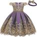 Myrisam Baby Girl Princess Baptism Dress | Embroidered Birthday Christening Gown with Bowknot | Backless Wedding Party Outfit | Includes Headwear | 6-12 Months | Purple - Buy Online on GoSupps.com