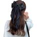 Yuyeran Super Big Bow Hair Clips French Style Soild Color Knotted Bowknot Spring Snap Barrettes Hair Clips with Long Ribbon for Women Girls (Black) - Buy Online on GoSupps.com