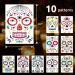 Day of the Dead Sugar Skull Face Tattoos - 10 Sheets Halloween Temporary Makeup for Women/Men/Adults - Dia De Los Muertos Party Costume Stickers - Buy Online on GoSupps.com