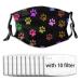 Roupaze Paw Print Washable Cloth Face Mask for Women Men Reusable Breathable Printed Face Masks with Nose Wire&Filter Pocket&10 PCS Filters Doggy Paw