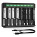 BONAI AA AAA Rechargeable Batteries 4 Pack 2800mAh AA and 4 Pack 1100mAh AAA NiMH Batteries with Smart AA AAA C D Battery Charger 4AA+4AAA+Charger