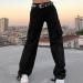 Gufesf Women's Baggy Cargo Pants - Trendy Low Waist Wide Leg Trousers with Big Pockets | Y2K Streetwear Fashion - Ak-a-black, Large - Buy Online on GoSupps.com