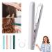 Mini Dual-purpose Curling Iron ceramic mini hair curler for short hair 2-in-1 USB Mini Curling Wand Flat Iron Hair Straightener Portable Hair Travel Curling Wand (White)