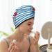 Hair Towel Wrap - Quick Drying Towel Turban with Button | Funny Crab Design on Blue Stripe - Buy Online on GoSupps.com