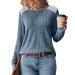 Women's Casual Top Ladies Shirt Sweater Lace Stitching Round Neck Long Sleeve Shopping for Girls Blue S