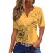 biJerou Women's V-Neck Short Sleeve T-Shirt Printed Fashion Casual Top Pullover Ladies Long Sleeve Elegant Gold S