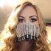 IYOU Glitter Crystal Face Coverings Black Shiny Rhinestone Tassel Face Masks Masquerade Reusable Sparkly Halloween Genie Costume Mask Jewelry for Women and Girls - Buy Online on GoSupps.com