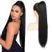 Flufymooz ponytail extension horse -tailed extension 66 cm long straight ponytail with cord curly ponytail Synthetic hair part for women (natural black) 66 cm natural black