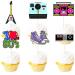 S-Cp-0062 Ice Cream Fruit Dessert Cupcake Topper Colorful Glitter Happy Birthday Sensory Pop Game Theme Decor Supplies Baby Shower Boys Girls Birthday Party Decorations