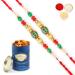 Ghasitaram Gifts Rakhi for Brother Rakhis Online - Set of 2-2K-270 Fancy Thread Rakhis with 100 GMS of Dryfruits Mix Can 2 Rakhi with 100 gms of Dryfruits Mix Can
