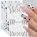 JMEOWIO 12 Sheets Flower Line Nail Art Stickers Decals Self-Adhesive Black White Nail Supplies Nail Art Design Decoration Accessories