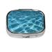 Swimming Pool Water Printing 2 Compartment Small Pill Case Cute Small Pill Box Purse Pill Boxs Travel Pill Organizer for Pocket Purse and Travel Gifts