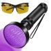 UV Flashlight 100 LEDs UV Light Torch Lamp 395nm Ultraviolet Blacklight with Protective Gogggles for Pet Dog Cat Stains Inspection Currency Bed Bug Detector for Dog/Cat Scorpions Hunting