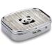 White Wooden Panda Print Pill Box - 2 Compartment Portable Medicine Organizer | Decorative Metal Pill Case for Pocket & Purse - Buy Online on GoSupps.com
