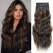 YDDM Hair Extensions Clip in Extensions Wavy hair extension with clips full of heads like real hair hair extreme clips cheap clip extensions synthetic hair part for women (20 inch 4pcs) 20 inch p4/30#