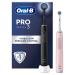 Oral-B Pro 3 2x Electric Toothbrushes For Adults Christmas Gifts For Women / Him 2 Handles & 2 Cross Action Toothbrush Heads 3 Modes Teeth Whitening 2 Pin Plug 3900 Black & Pink