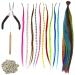 50 Pieces Colored Hair Extensions Kits Synthetic Hair Extension Heat-Resistant Fashion Hairpieces with 100 Beads Pliers and Hook Cosplay Party Hair Accessories for Girls Women (Mixed Colors)