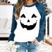 Halloween Costumes Halloween Print Round Neck Casual Long Sleeve Sweatshirt Zip up Hoodie Long Women Blue Large - Buy Online on GoSupps.com