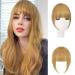 Sofeiyan bangs clip in 100% remy real hair fringe bangs one piece human hair clip in pony fringe extensions natural bangs with temple hair parts real hair hair extension for women sat bangs warm blonde