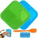 Bikirin Licky Mats for Dogs 2 Pack Dog Lick Mats with Suction Cup for Boredom and Anxiety Relief Slow Feeding Lick Mats for Dogs with 1 Spatula Perfect for Bathing Grooming and Training (BPA-free)